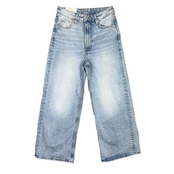 H&M Denim - H&M Jeans Womens Size 2 Wide Leg Cropped High Waist Regular Fit Light Blue NWT